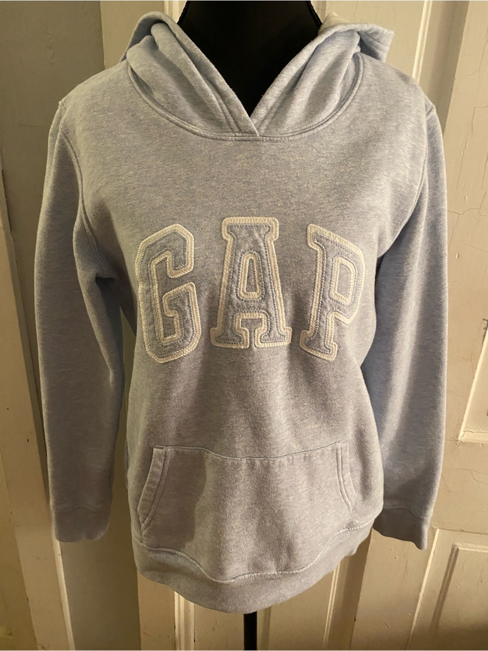 GAP Light Blue Chenille Logo Hooded Sweatshirt